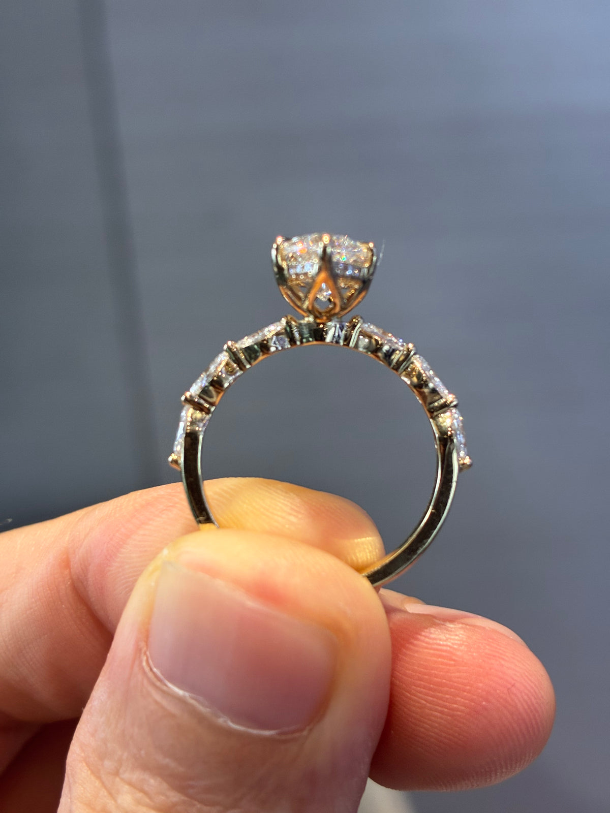 Customization for TraciAngelle 1 carats marquis with 0.437 total carats sidestones 24 pieces in 14k yellow gold