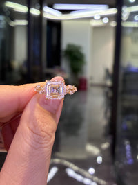 For Shayron, 3.56ct Asscher cut with 1.022ct sidestones, E/VVS2, in 14K yellow gold  (ready to ship)