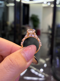 For Shayron, 3.56ct Asscher cut with 1.022ct sidestones, E/VVS2, in 14K yellow gold  (ready to ship)