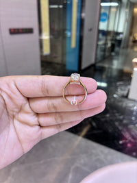 For Nicolewelliott 14k yellow gold ring with 3.010 main Moval diamond ring