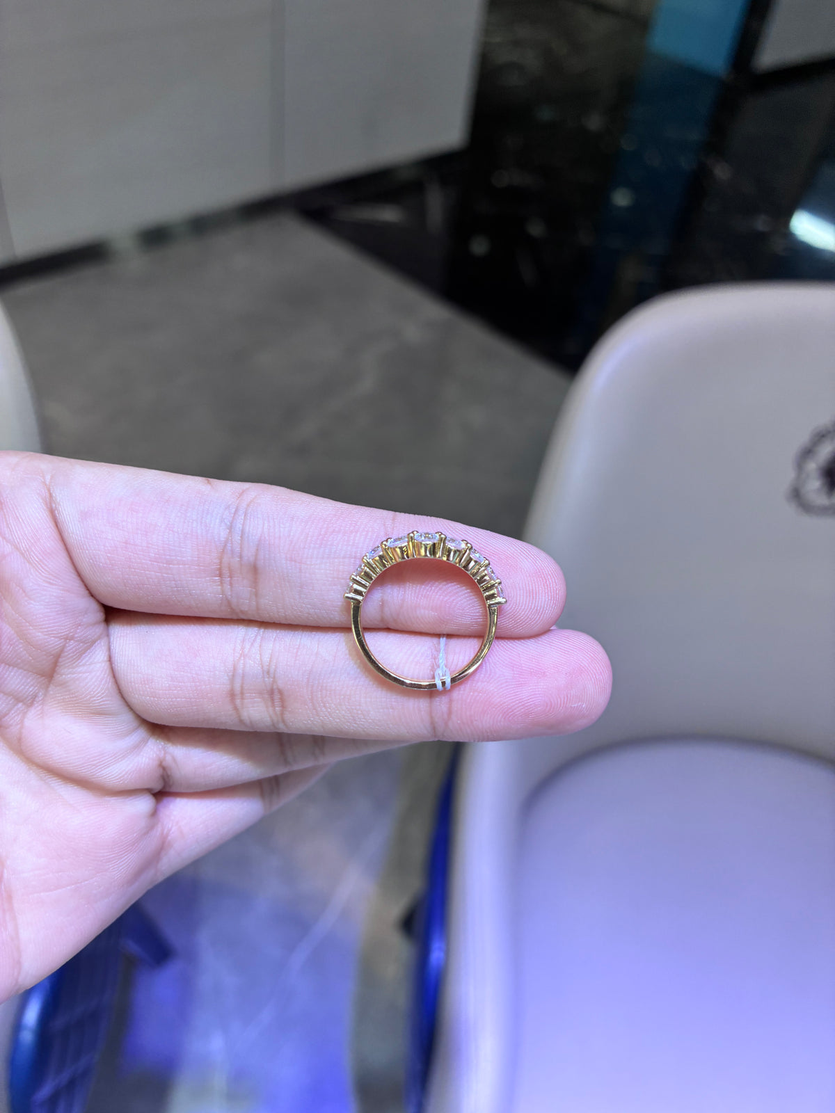 For Tascha 18k yellow gold band with 0.932ct round diamonds