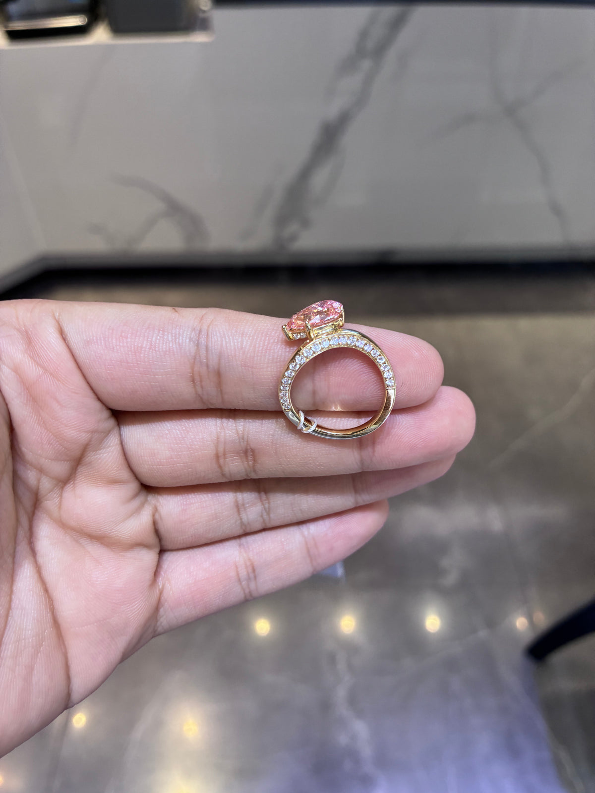 remaining balance For Shawna 14k yellow gold ring with 2ct main pink diamond without side stone
