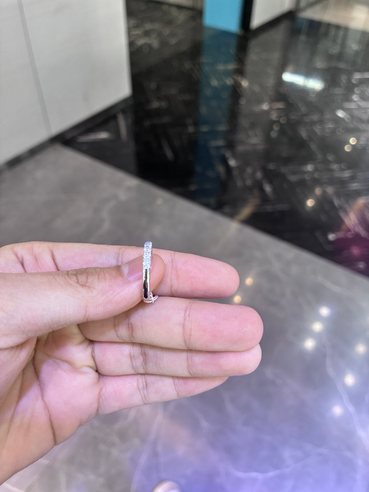 For Mama platinum band with 0.678ct side stone ￼