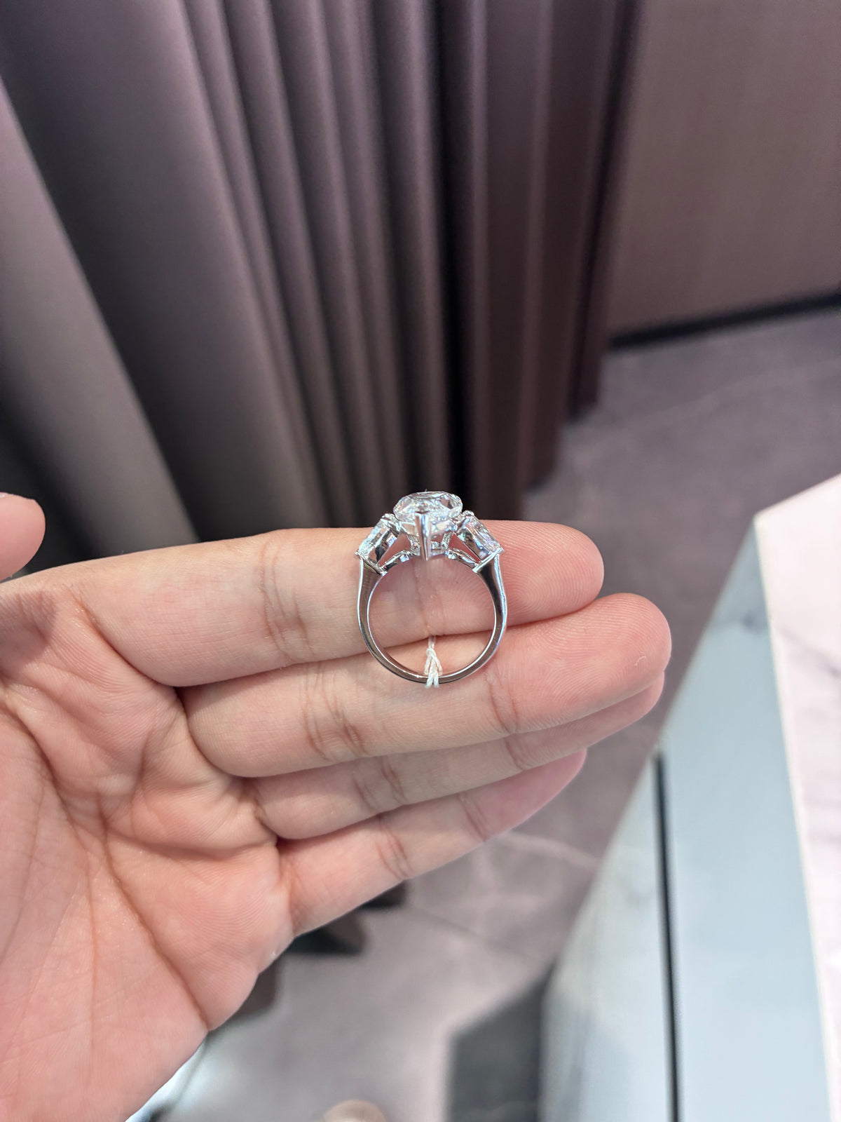 For Visionz In Paris platinum ring with 5ct D vs1 main stone And 1.064ct side stone ￼