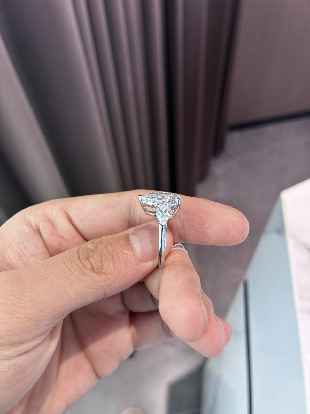 For Visionz In Paris platinum ring with 5ct D vs1 main stone And 1.064ct side stone ￼