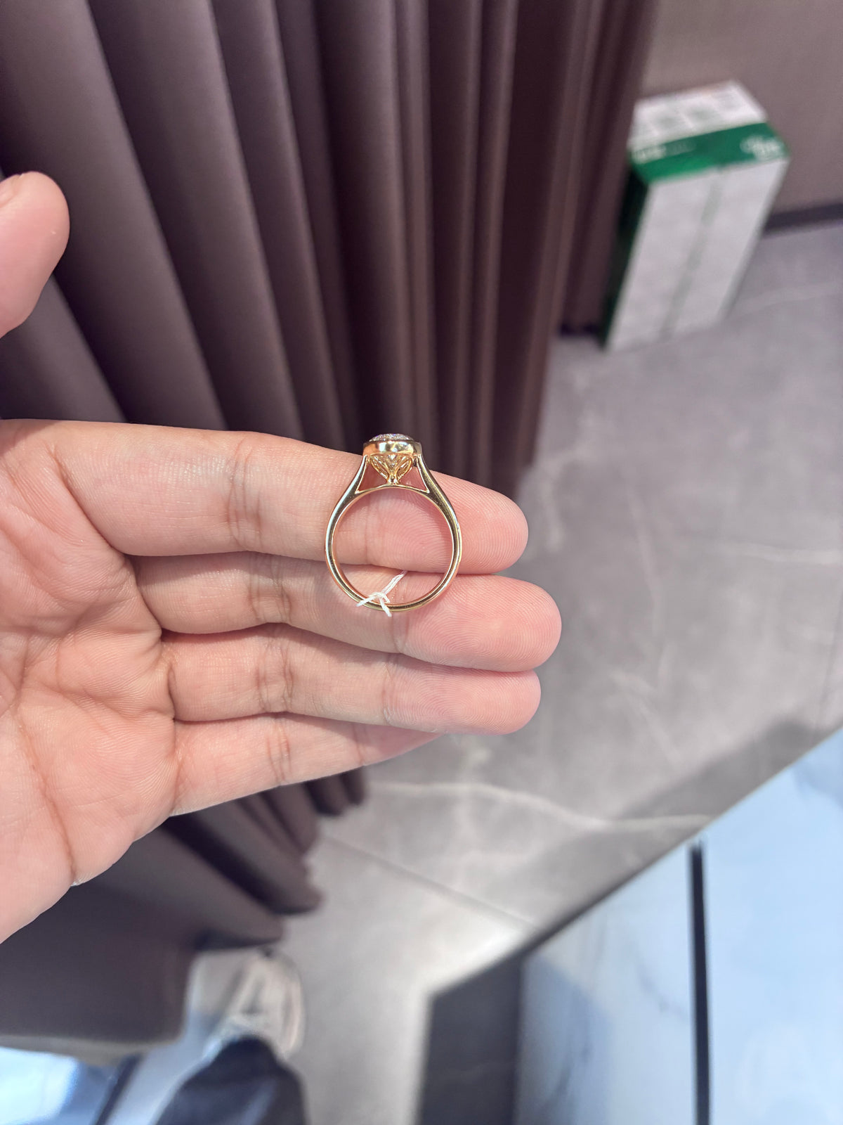 For Rosanna 14k yellow gold ring with 3.060ct moval diamond