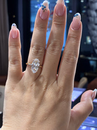 For DELILAH, 4ct + 0.22ct Moval Lab Diamond Ring, E/VVS2,14k gold