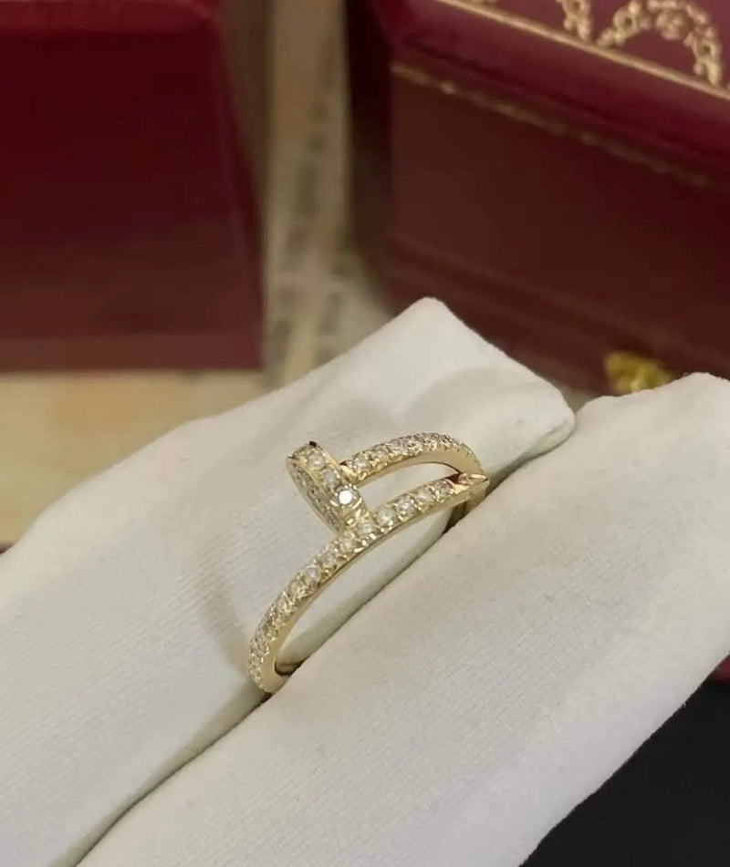 Deposit for Nicol, Pavé Diamond Ring & Tail Diamond Ring Set — 18K White Gold and Yellow Gold