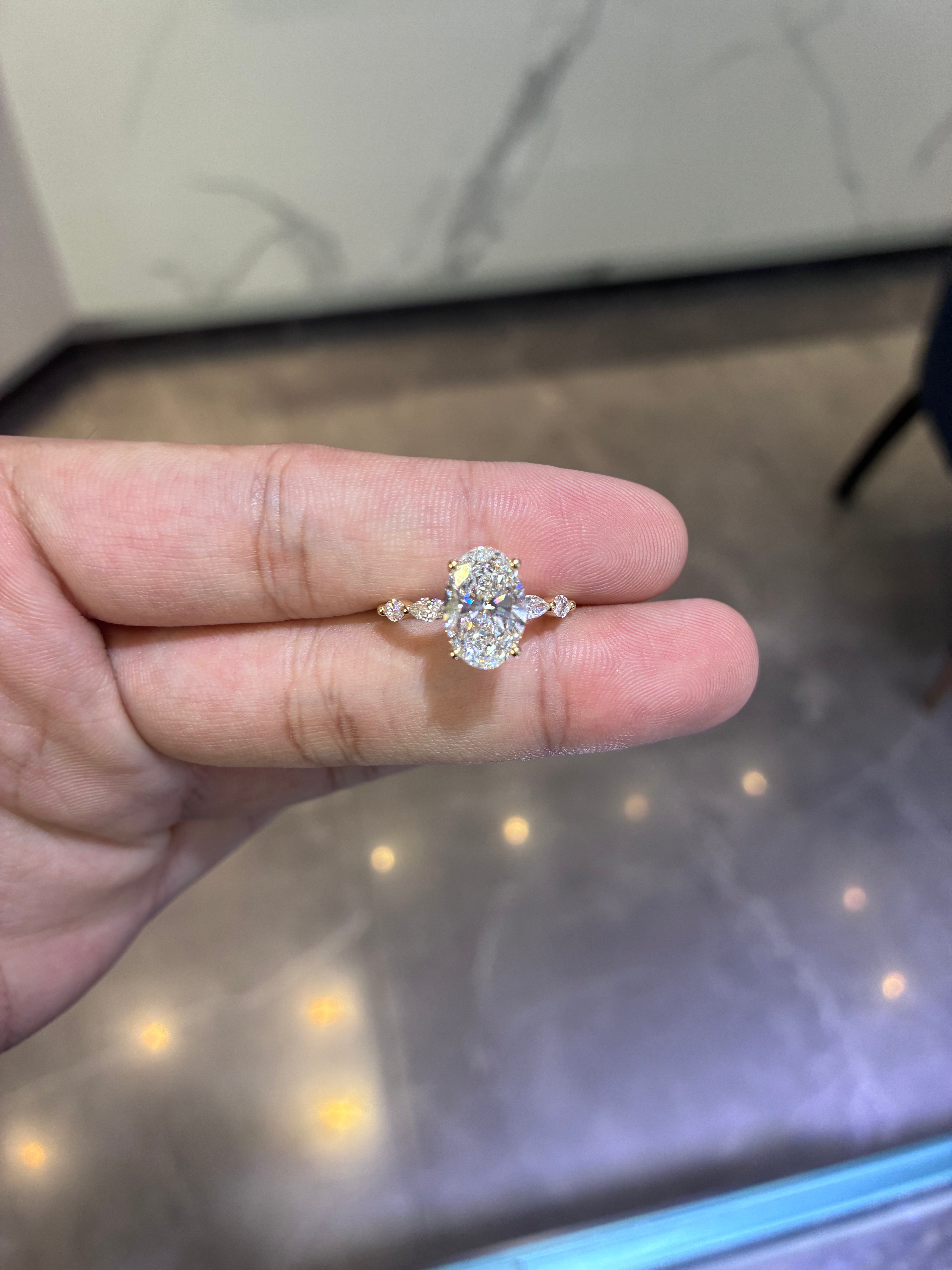 For Melanie 14k white gold ring with 2ct D vvs2 main diamond and lady pave setting