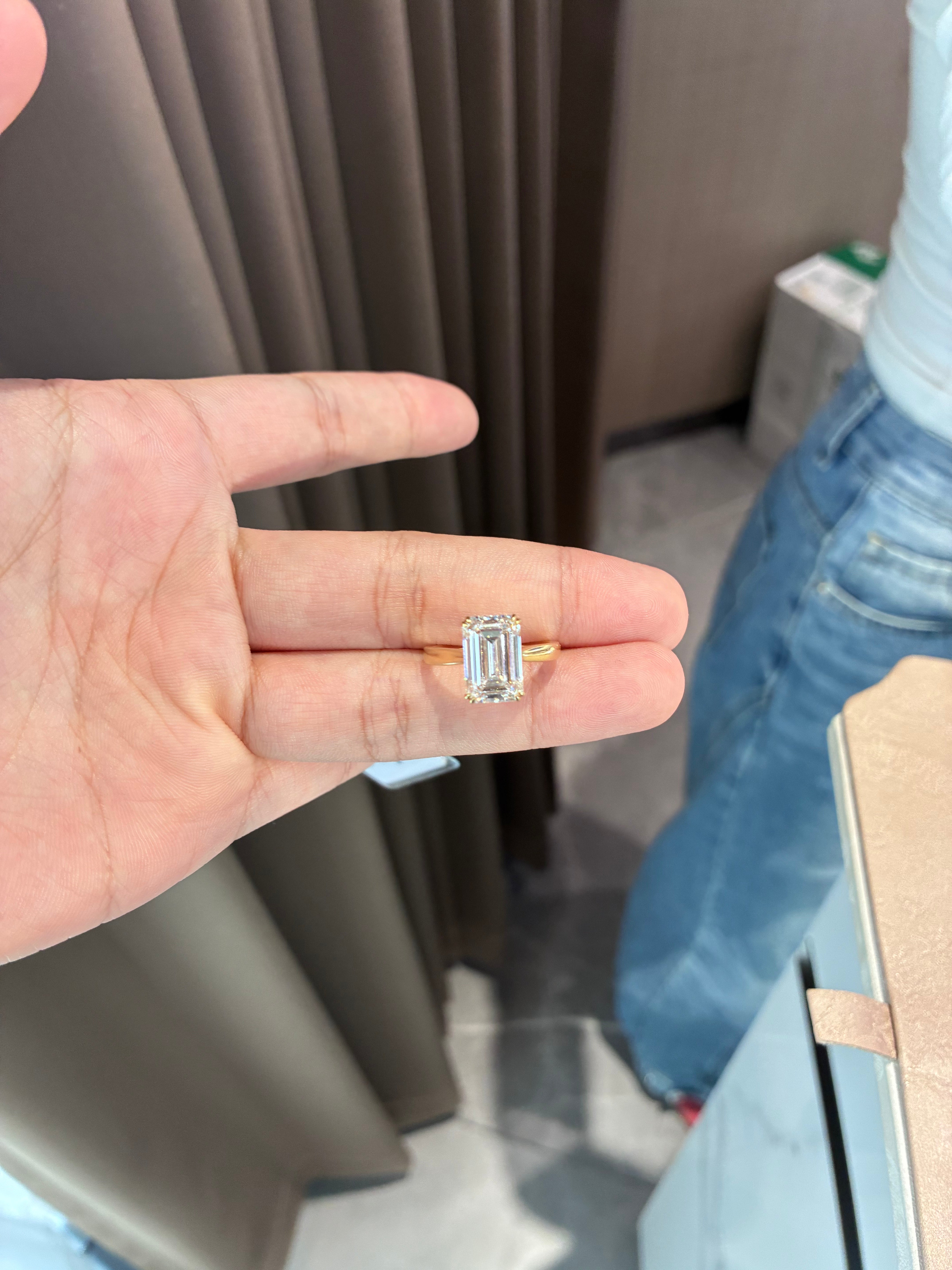Balance For savannah 14k yellow gold ring with 5ct elongated cushion