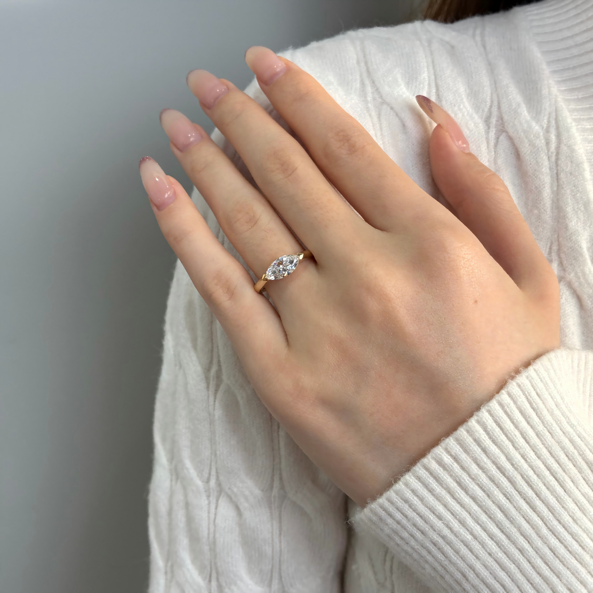 1.03 carats marquise Lab-Grown Diamond East-West Ring — 18K yellow gold