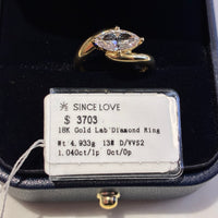 1.040ct Marquise Lab-Grown Diamond Pinky Ring — D/VVS2, 18K Gold