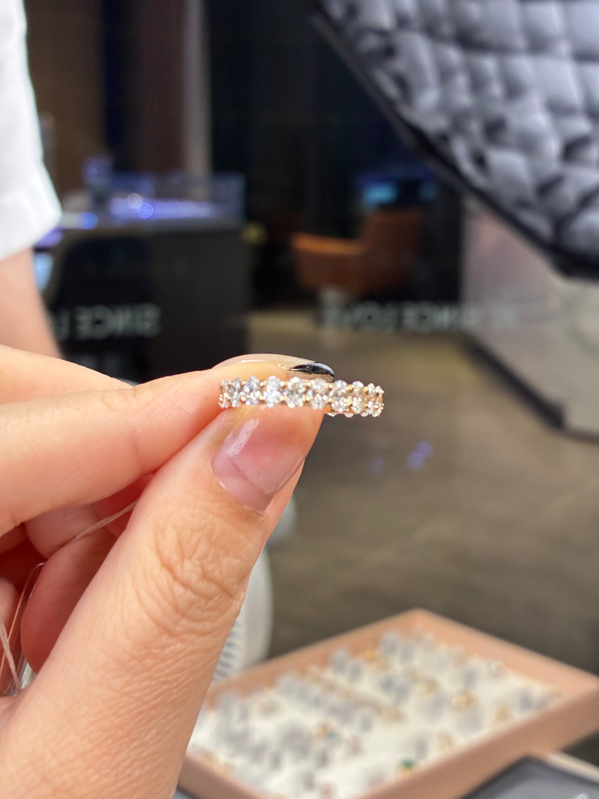 For melmekisses, 14K Solid Yellow gold Bridal set, 4ct elongated cushion engagement ring with hidden halo, E/VVS2 + 1.83ct Oval eternity band , DE/VS-VVS