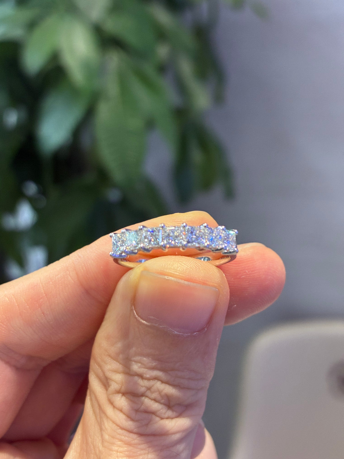 For chickmedicrn princess 7 stones ring 1.071 total carats in 14k solid white gold