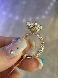 Deposit for Ceylink, 5ct marquise ring , E/VVS2, plain band with side stone   , 14k yellow solid gold, IGI Certified, $4055