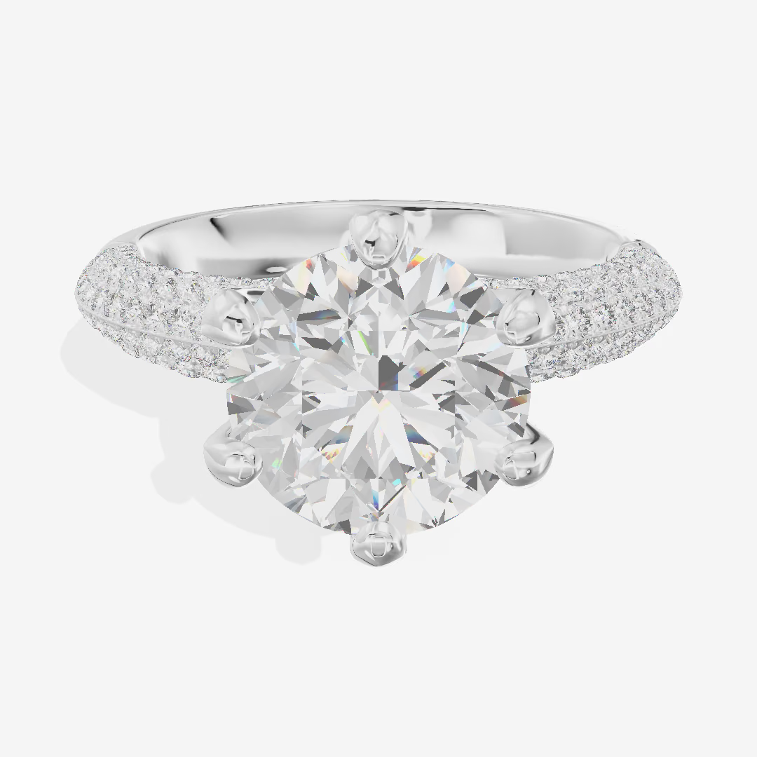 Hidden Halo Pavé Round Engagement Ring (2.11 ct. tw.) in 18K White Gold