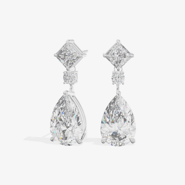 Kite and Pear Drop Earrings (3.02 ct. tw.) in 18K White Gold