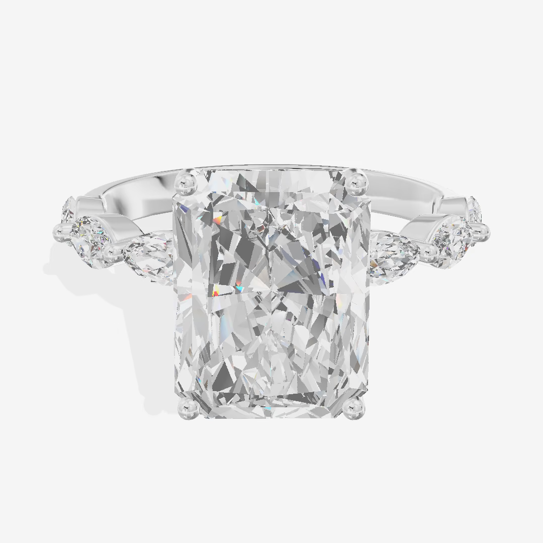 East-West Radiant Marquise Accent Engagement Ring (3 ct. tw.) in 14K White Gold
