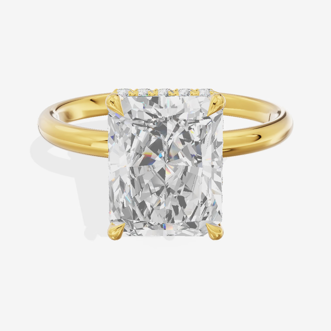 Hidden Halo Radiant Engagement Ring (3.45 ct. tw.) in 18K Yellow Gold