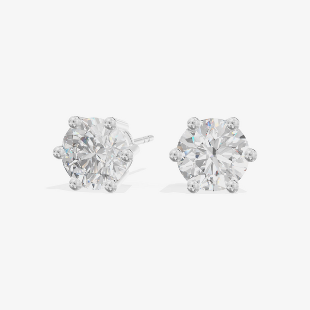 Six-Prong Round Stud Earrings (1.09 ct. tw.) in 18K White Gold