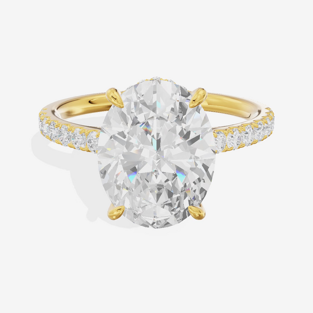 Hidden Halo Pavé Oval Engagement Ring (3.03 ct. tw.) in 14K Yellow Gold