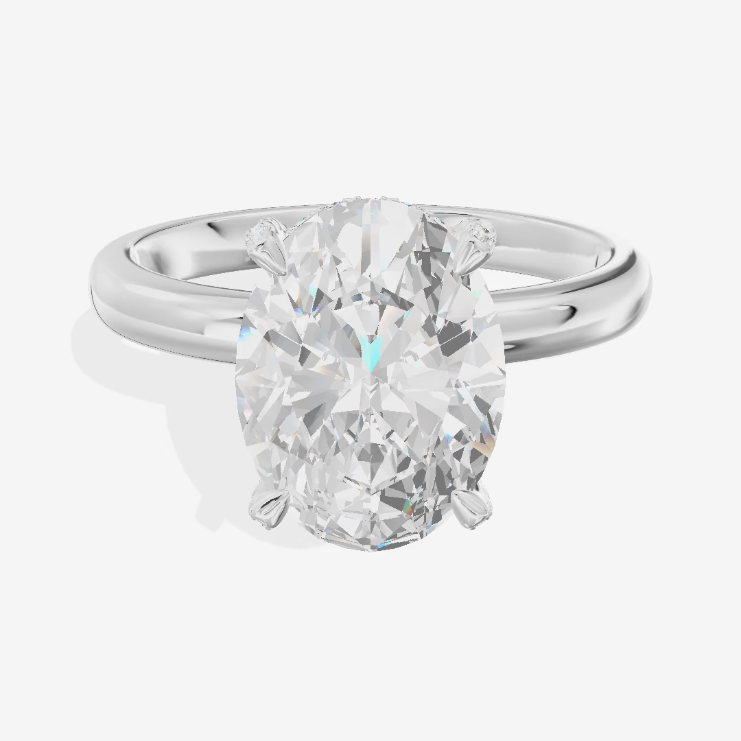 Hidden Halo Oval Engagement Ring (3.87 ct. tw.) in 18K White Gold