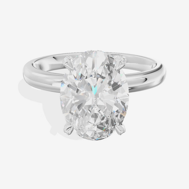 Hidden Halo Oval Engagement Ring (3.87 ct. tw.) in 18K White Gold