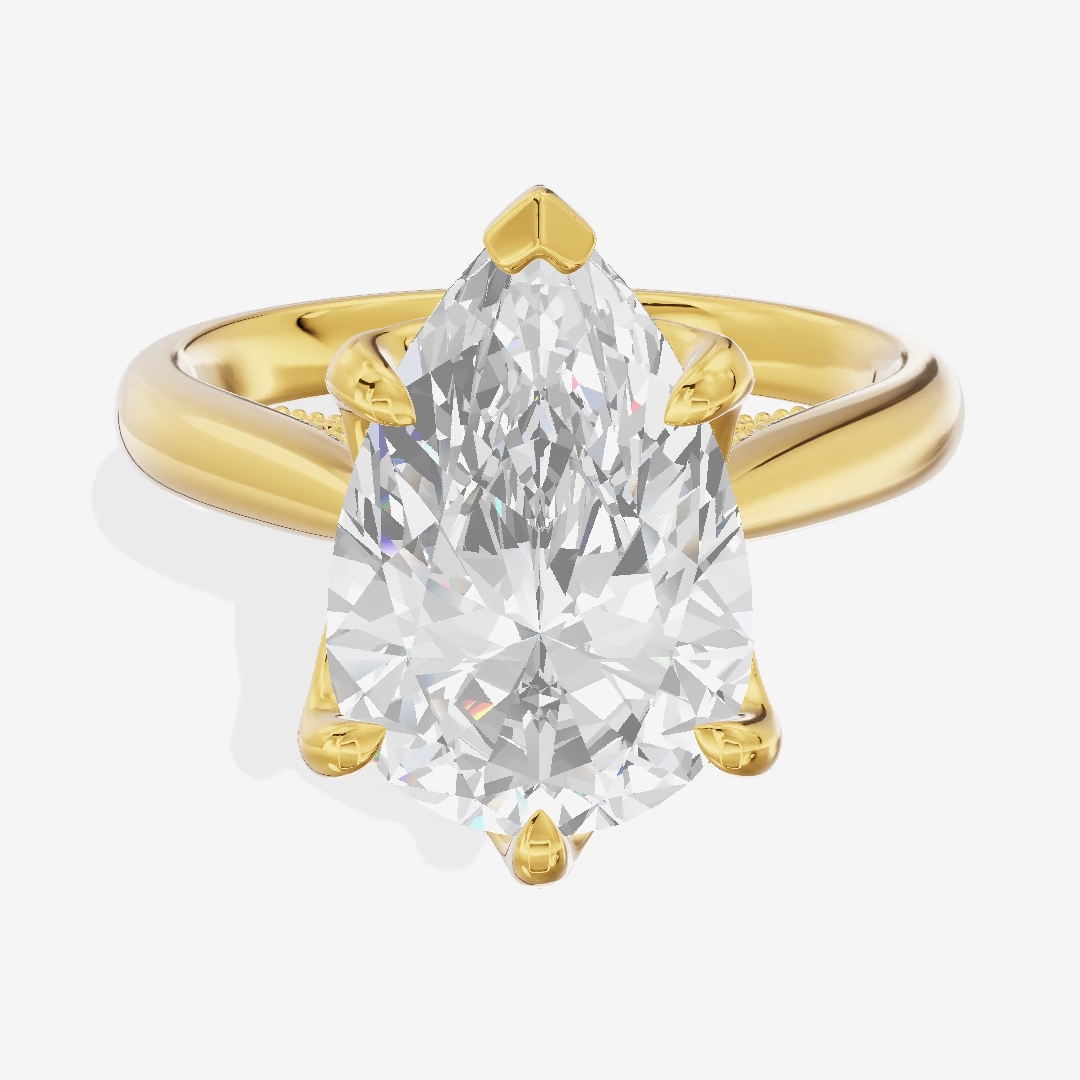 Trellis Hidden Pavé Pear Engagement Ring (5.01 ct. tw.) in 18K Yellow Gold