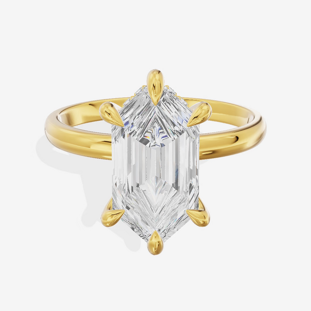East-West Hexagon Marquise Engagement Ring (3.01 ct. tw.) in 14K Yellow Gold