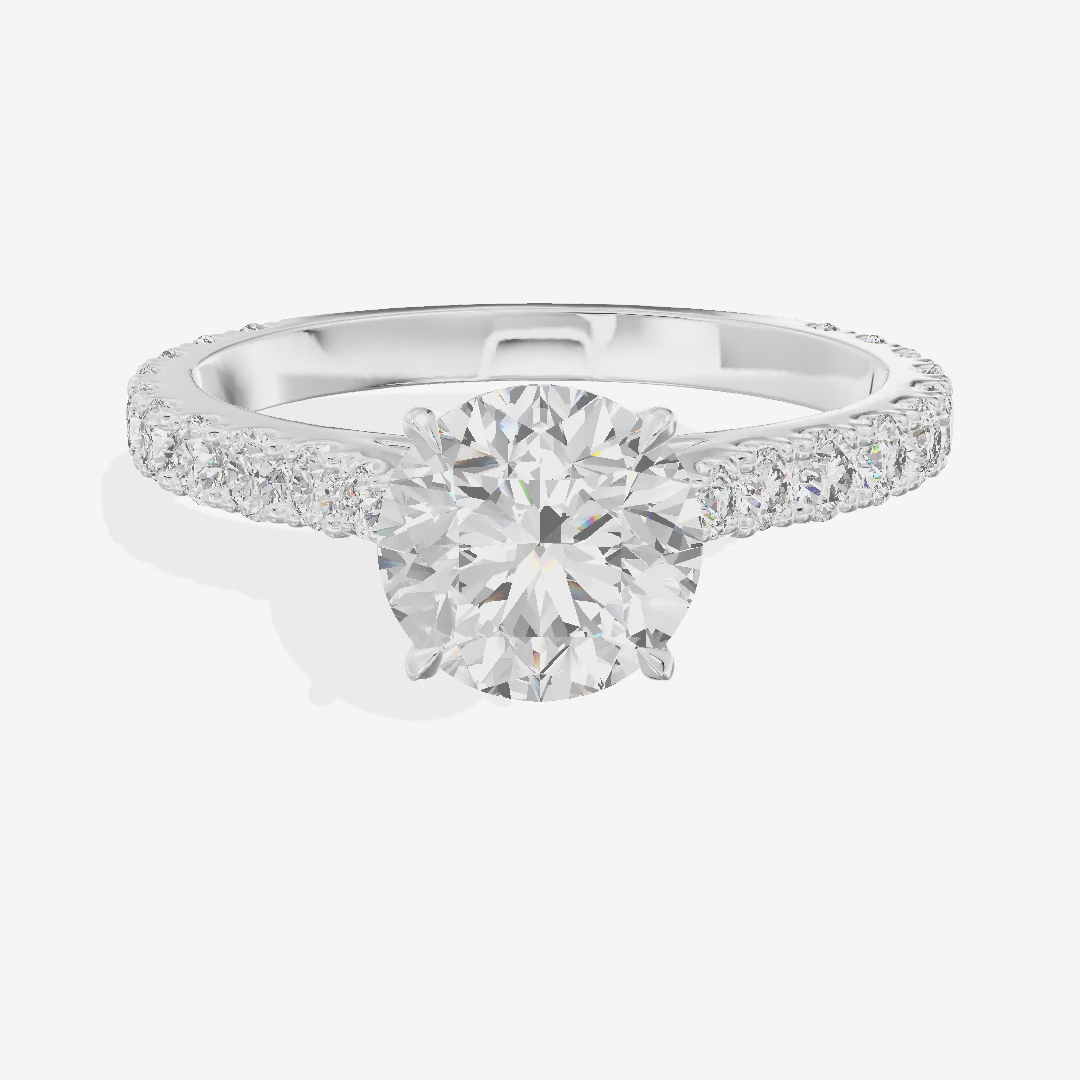 Cathedral Solitaire Pavé Round Engagement Ring (1.15 ct. tw.) in 18K White Gold