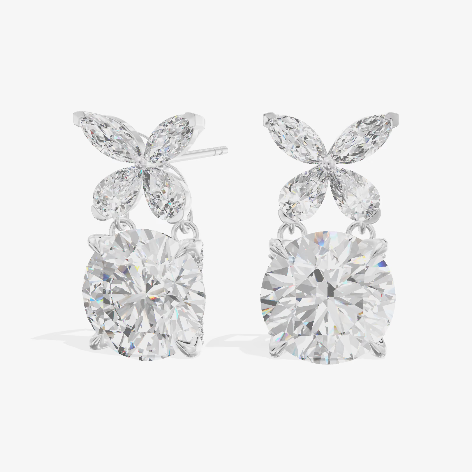 Marquise Petal Cluster Drop Earrings (2.1 ct. tw.) in 18K White Gold