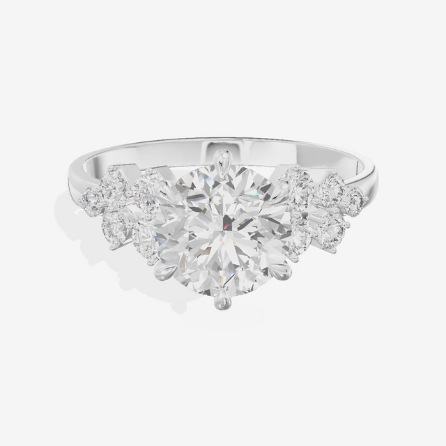 Round Solitaire with Shoulder Accents Engagement Ring (1.04 ct. tw.) in 18K White Gold