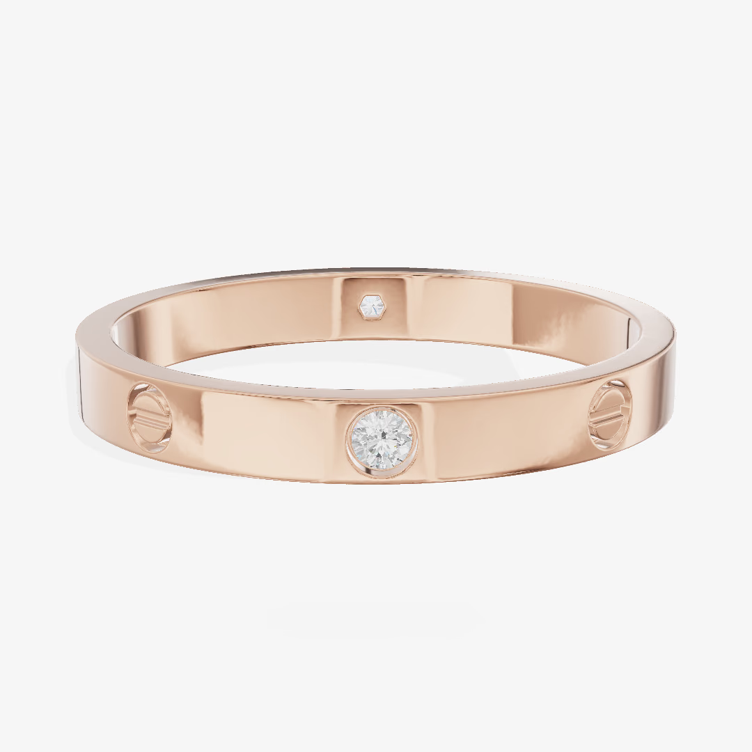 Screw Motif Flat Wedding Band (1/10 ct. tw.) in 18K Rose Gold