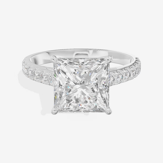 Cathedral Pavé Princess Engagement Ring (3.15 ct. tw.) in 18K White Gold