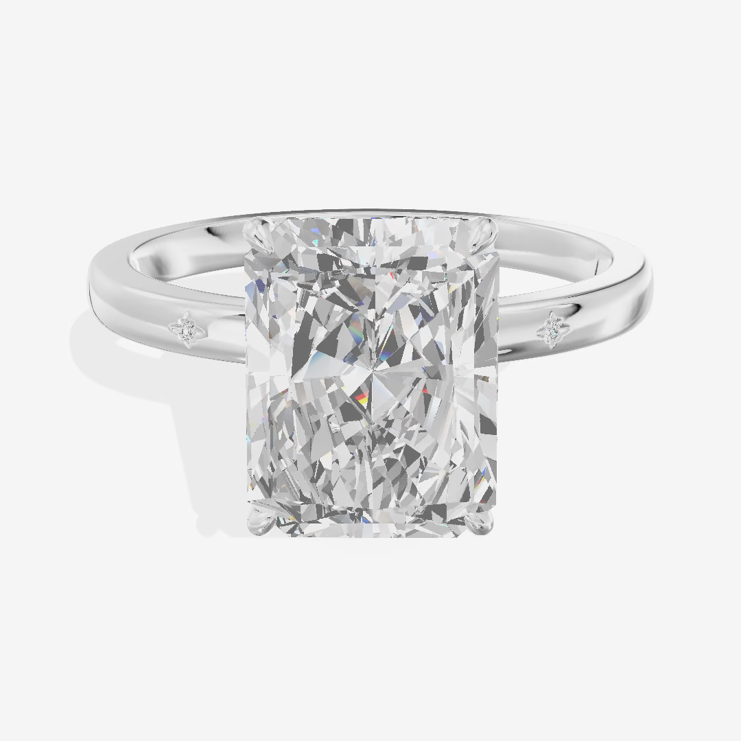 Low Profile Radiant Solitaire Engagement Ring (5.08 ct.) in 18K White Gold