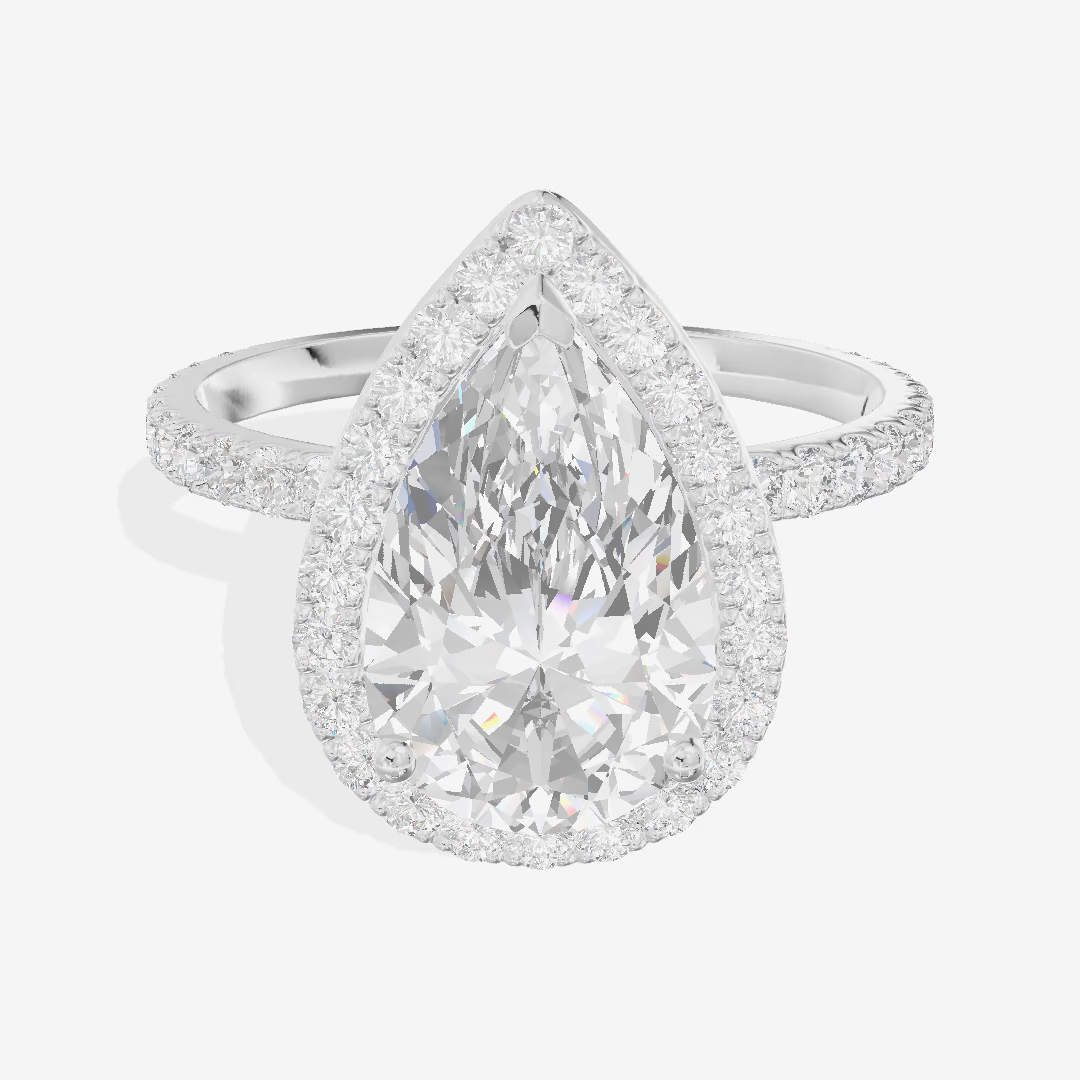 Halo Pavé Pear Engagement Ring (2.05 ct. tw.) in 18K White Gold