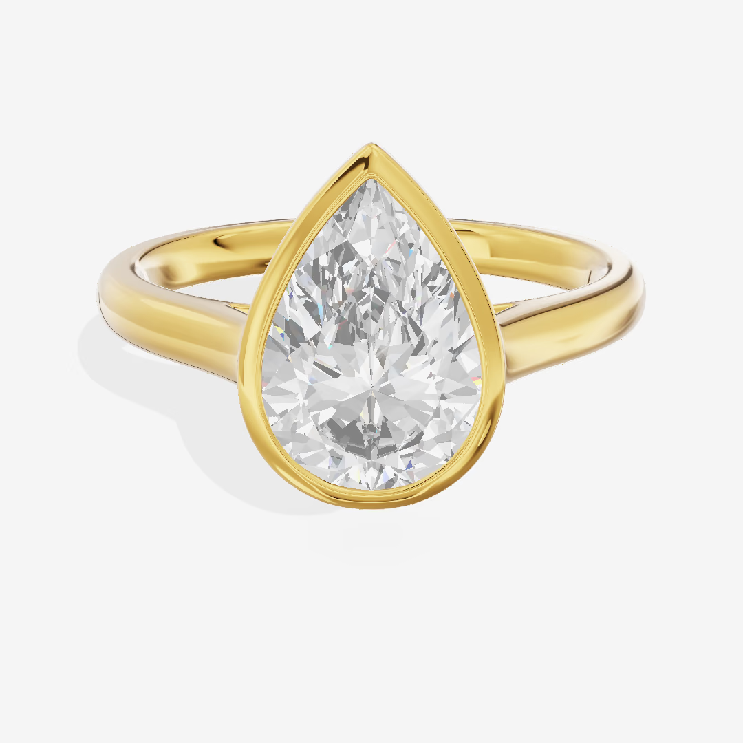 East-West Bezel Pear Engagement Ring (2.06 ct.) in 14K Yellow Gold