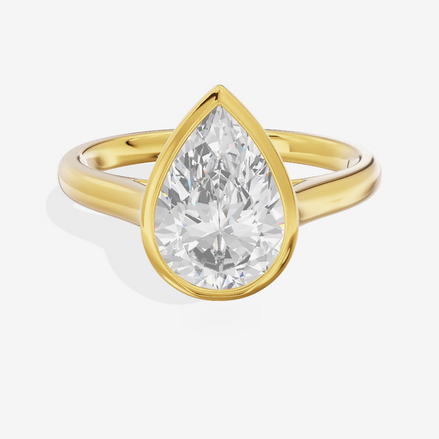 East-West Bezel Pear Engagement Ring (2.06 ct.) in 14K Yellow Gold