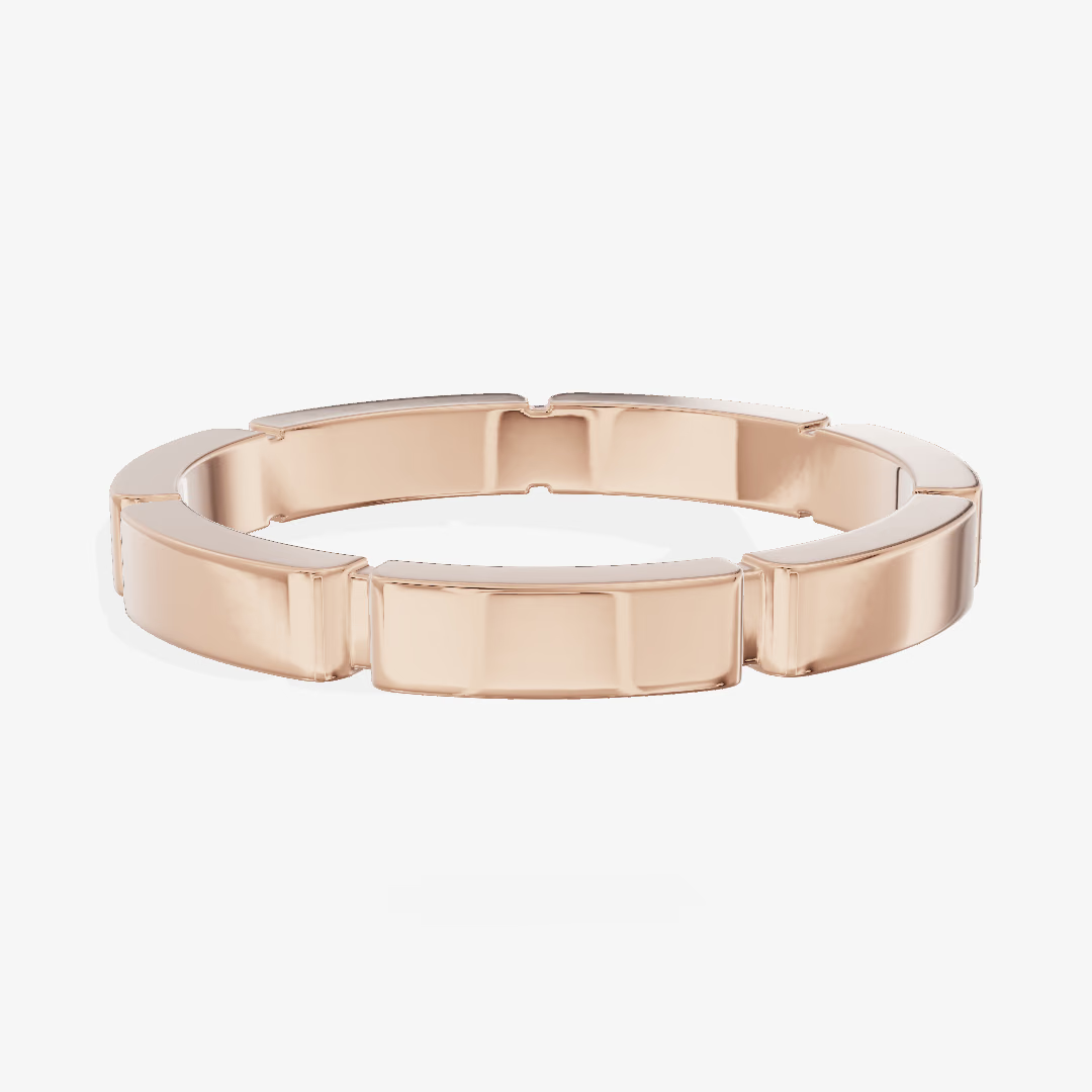 Segmented Link Gold Wedding Band in 18K Rose Gold