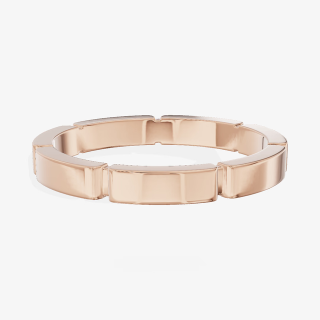 Segmented Link Gold Wedding Band in 18K Rose Gold