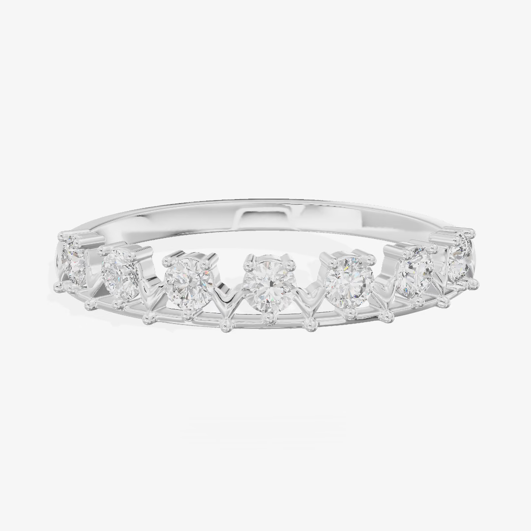 Shared Prong Half Eternity Diamond Band (1/8 ct. tw.) in 18K White Gold