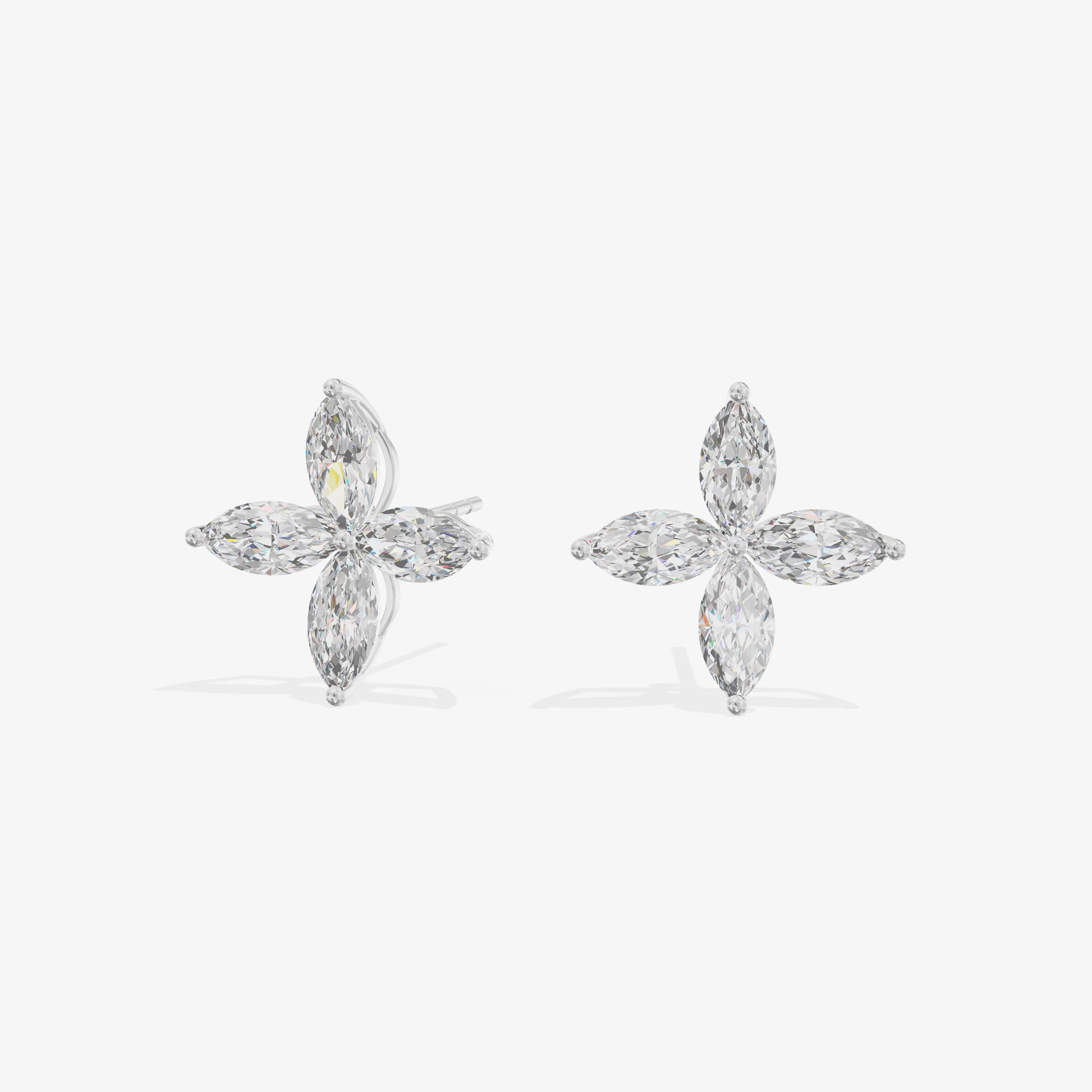 Four Marquise Cluster Stud Earrings (1.55 ct. tw.) in 18K White Gold