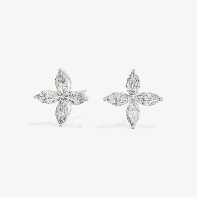 Four Marquise Cluster Stud Earrings (1.55 ct. tw.) in 18K White Gold