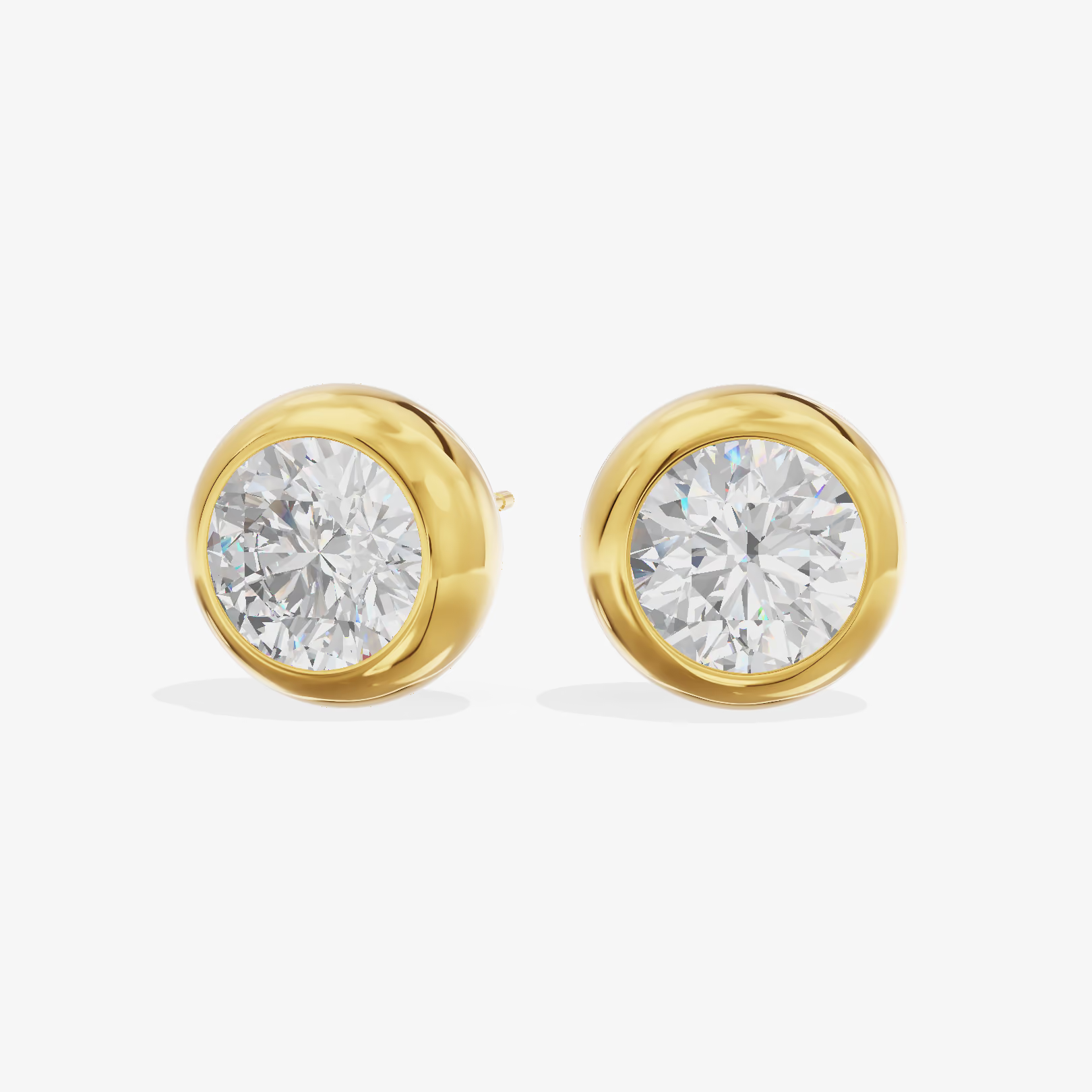 Bezel Round Stud Earrings (1.36 ct. tw.) in 18K Yellow Gold