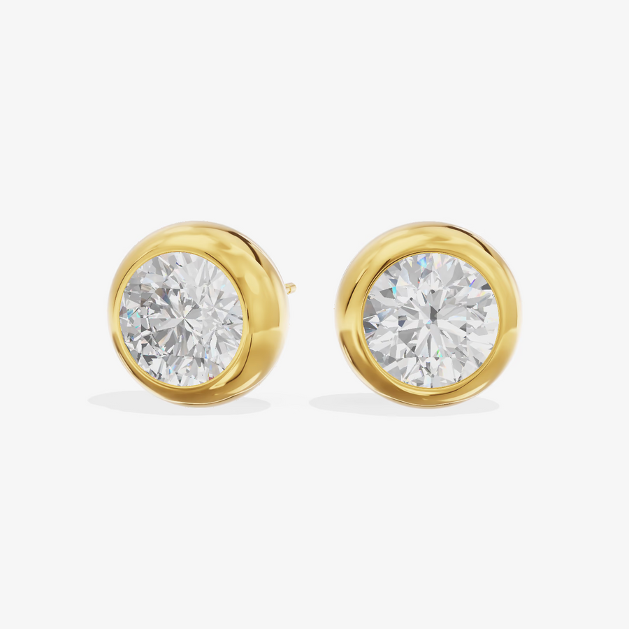 Bezel Round Stud Earrings (1.36 ct. tw.) in 18K Yellow Gold