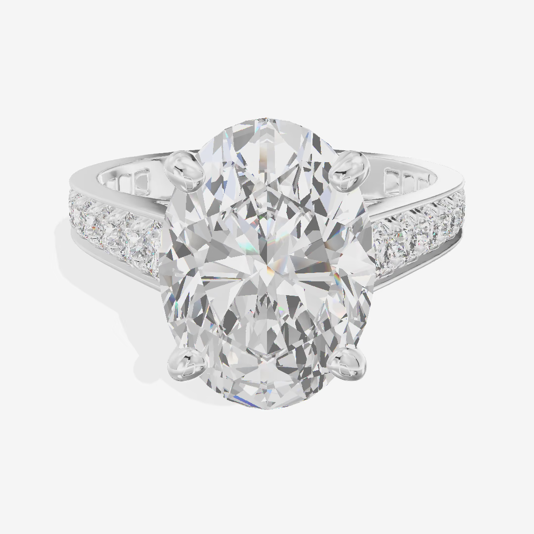Solitaire Pavé Oval Engagement Ring (5.1 ct. tw.) in Platinum