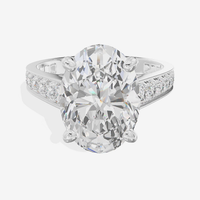 Solitaire Pavé Oval Engagement Ring (5.1 ct. tw.) in Platinum
