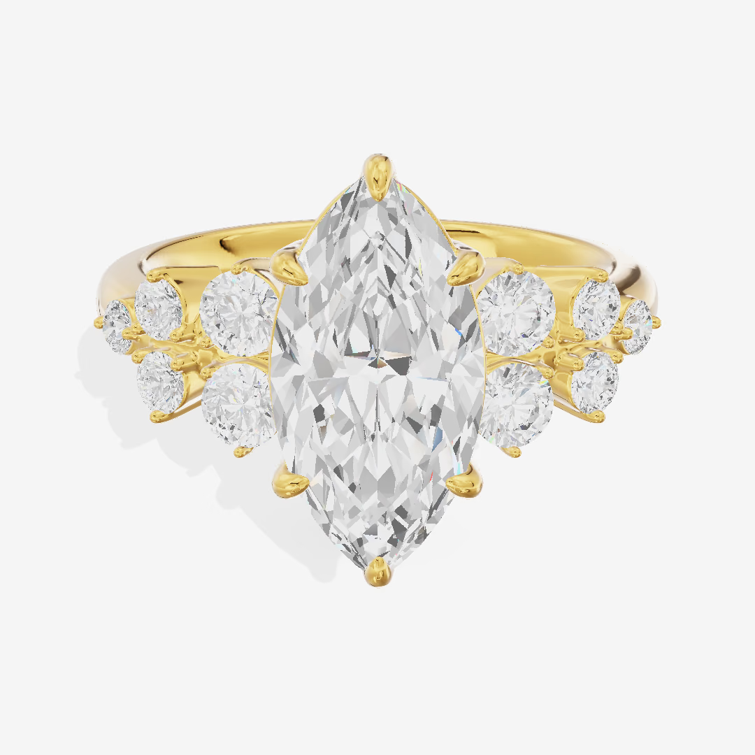 East-West Marquise Cluster Engagement Ring (2.1 ct. tw.) in 18K Yellow Gold