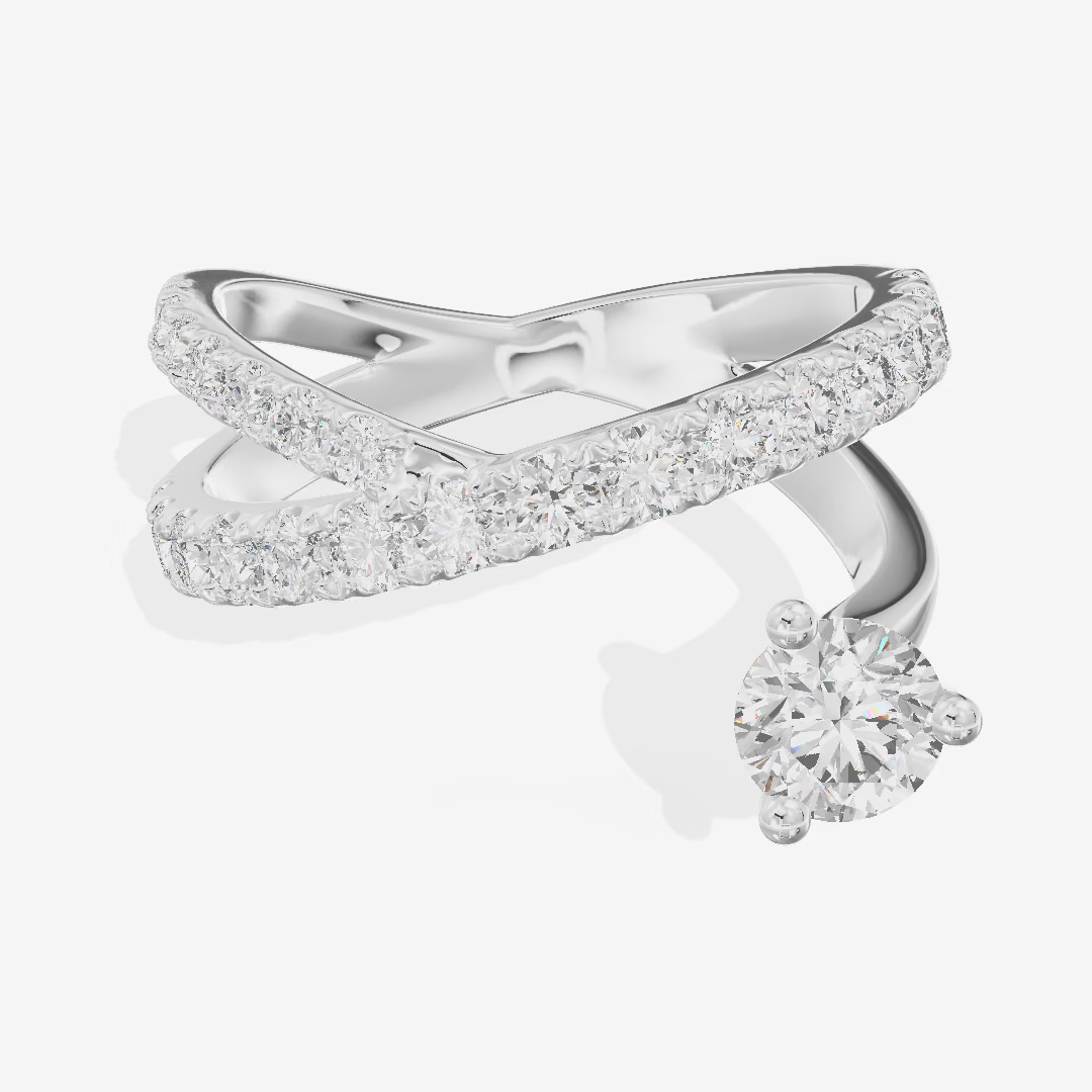 Crossover Pavé Round Engagement Ring (1/4 ct. tw.) in 18K White Gold