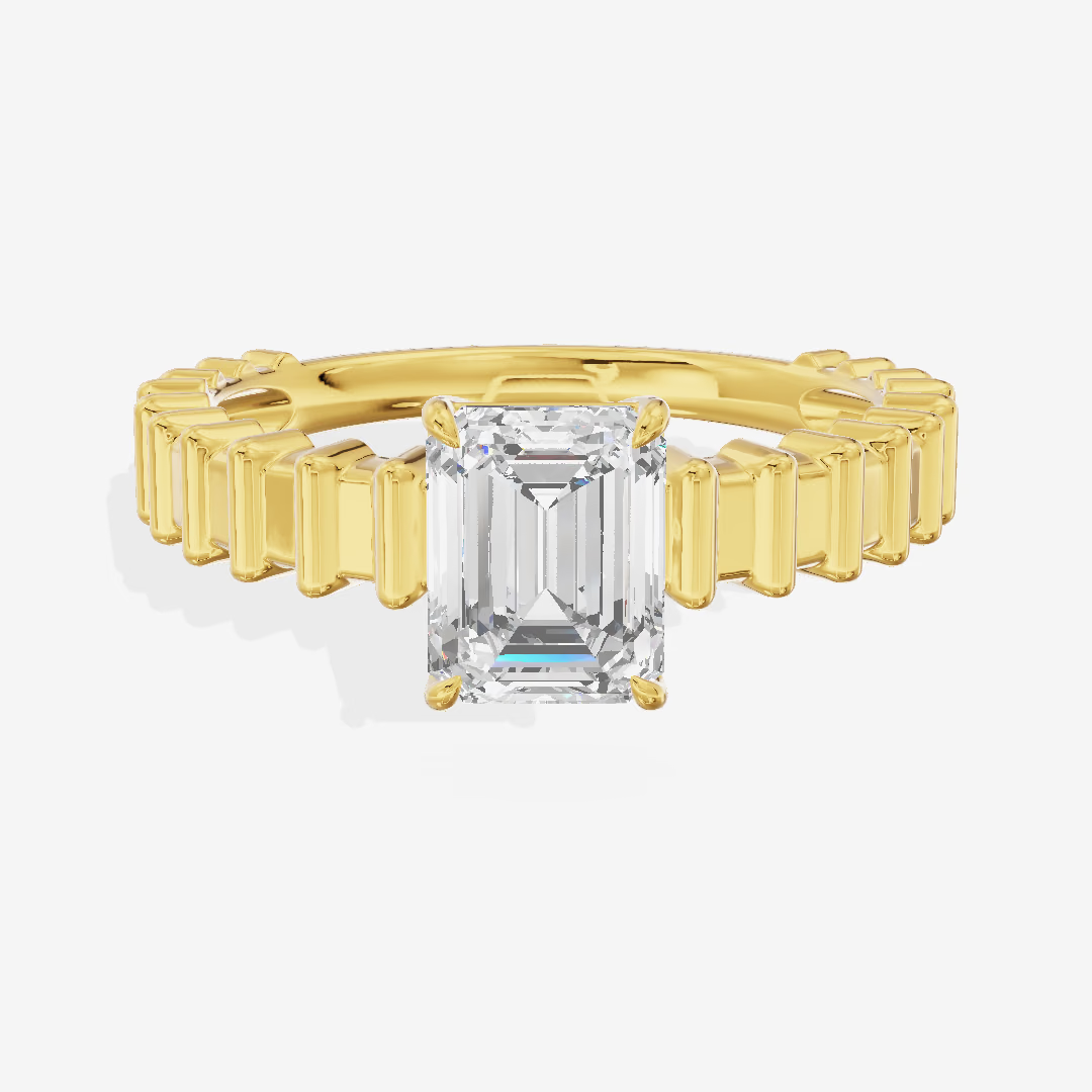 East-West Emerald Baguette Band Engagement Ring (3.38 ct.) in 18K Yellow Gold